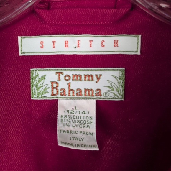 Tommy Bahama Women's Stretch Short Trench Coat Size Large Italian Fabric Maroon - Picture 4 of 9